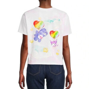 Care Bears Womens pink, tie-dyed Graphic T-Shirt 2XL Novelty